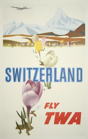 Switzerland Fly TWA Vintage Travel